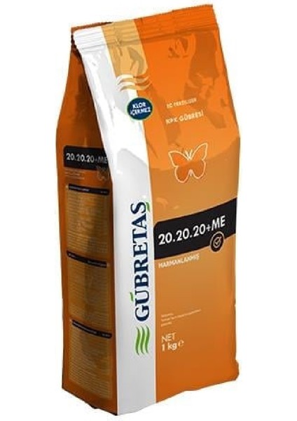 20-20-20 NPK Gübresi 1 Kg, Azot, Fosfor, Potasyum + ME, Orijinal Paket