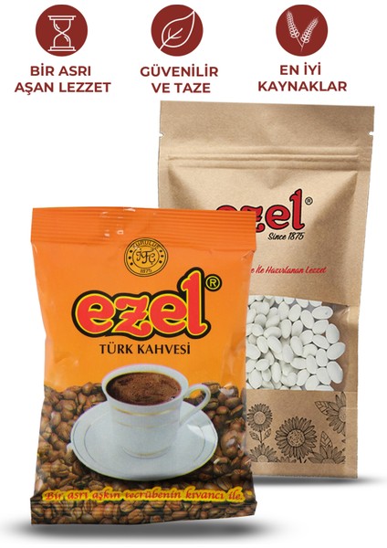 Türk Kahvesi Orta Kavrulmuş 100 gr ve Çekirdek Şekeri 250 gr -Taze Paketlenmiş