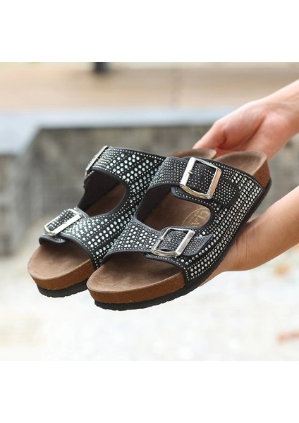 Monte Siyah Nubuk Boncuk Işlemeli Terlik indirimleri