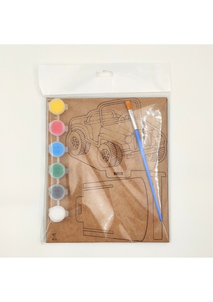 Ahşap Araba Figürlü Kalemlik Boyama Seti –okul Öncesi Kendin Yap Etkinlik Seti, Boya ve Fırça Dahil fiyatları