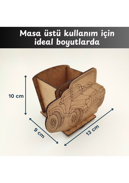 Ahşap Araba Figürlü Kalemlik Boyama Seti –okul Öncesi Kendin Yap Etkinlik Seti, Boya ve Fırça Dahil