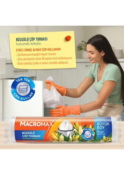 Büzgülü Çöp Torbası Büyük Boy (65x70cm) Hanımeli Kokulu 10 Adet Süper Ekonomik Paket fiyatları