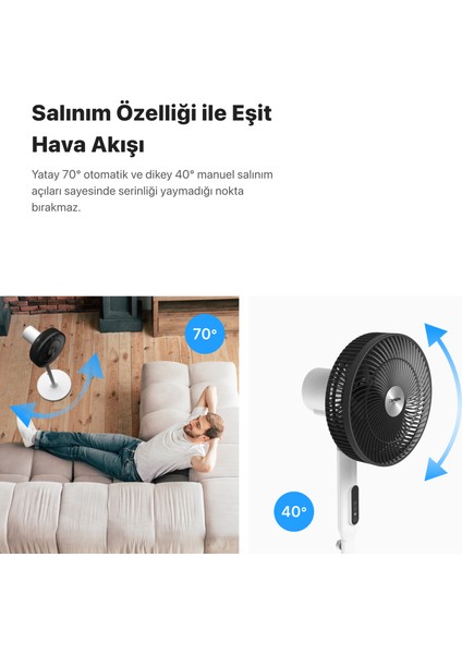 Akıllı Vantilatör Wi-Fi Bluetooth Mobil Uygulama Kontrollü Max. 60 db Ultra Sessiz 7 Saat Zamanlayıcı Ayaklı Fan X7430 indirimleri