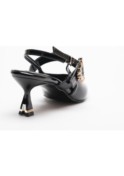 Sue Kısa Topuklu Taş Detaylı Rugan Stiletto fiyatları