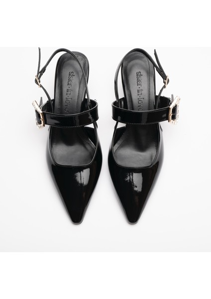 Sue Kısa Topuklu Taş Detaylı Rugan Stiletto modelleri