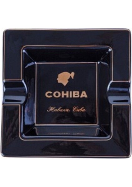 Cohıba Kare Seramik Puro Küllüğü Siyah Gold Logolu - CKL0139
