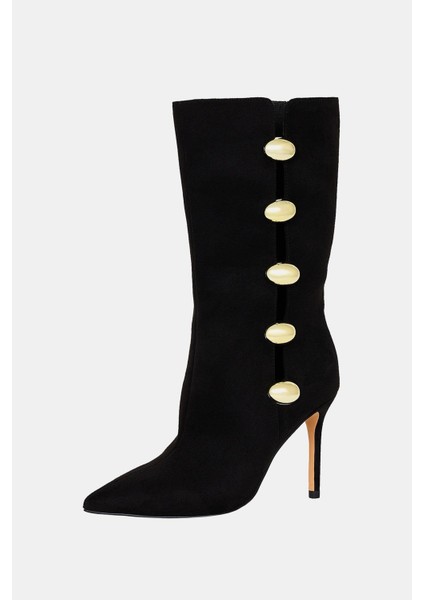 The Revival Ornamet Kadın Siyah Topuklu Çizme fiyatları