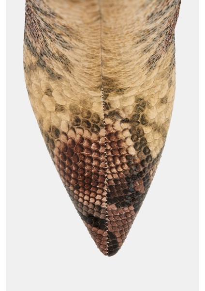 The Revival Kadın Taba Multi Yılan Desenli Topuklu Çizme modelleri