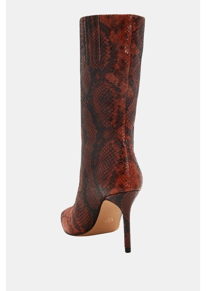 The Revival Kadın Kızıl Multi Yılan Desenli Topuklu Çizme indirimleri