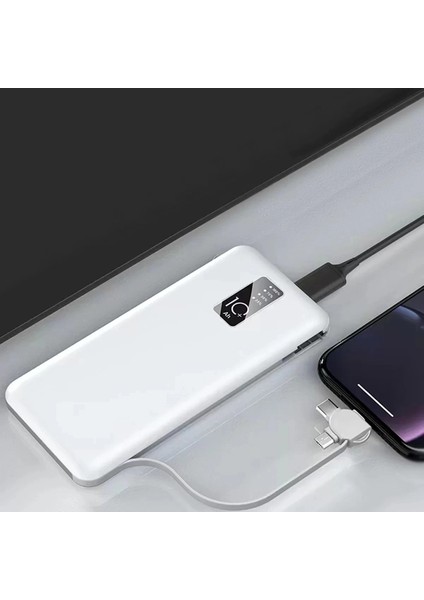 Pw-05 Hızlı Şarj Powerbank LED Göstergeli Micro Lightning Type-C Dahili Kablolu Taşınabilir Şarj Cihazı 10000MAH indirimleri