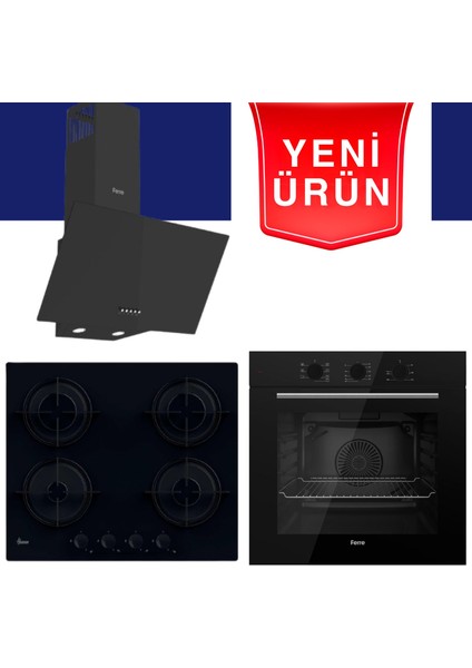 & Hoover Black Elva Siyah Ankastre Set ( QBL62CS + HVW6MBB + D086 )