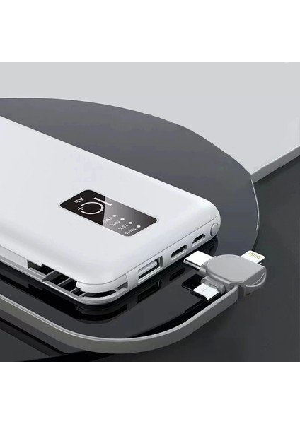 Pw-05 Hızlı Şarj Powerbank LED Göstergeli Micro Lightning Type-C Dahili Kablolu Taşınabilir Şarj Cihazı 10000MAH modelleri