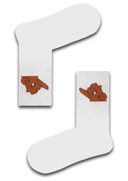Kafadar Ayı Desenli Unisex Atletik Çorap
