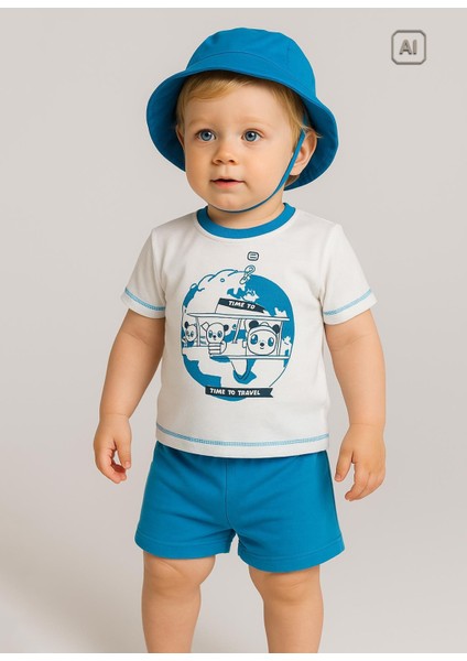Organik Save Your Planet 3'lü Takım Beyaz Saks Mavi