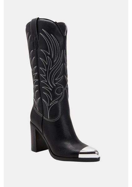 The Zaina Kadın Siyah Western Topuklu Çizme Softy Nappa Malzemeden 8 cm Topuklu fiyatları