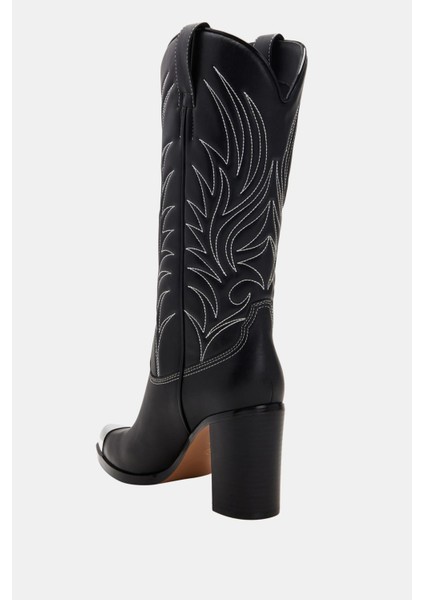 The Zaina Kadın Siyah Western Topuklu Çizme Softy Nappa Malzemeden 8 cm Topuklu indirimleri