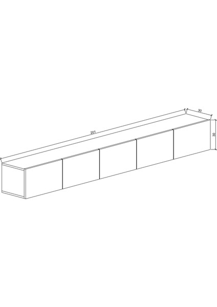 Subahome 200 cm Mdf 5 Kapaklı Dolaplı Minimalist Beyaz Duvara Monte Tv Ünitesi – Şık ve Fonksiyonel Tasarım fırsatları