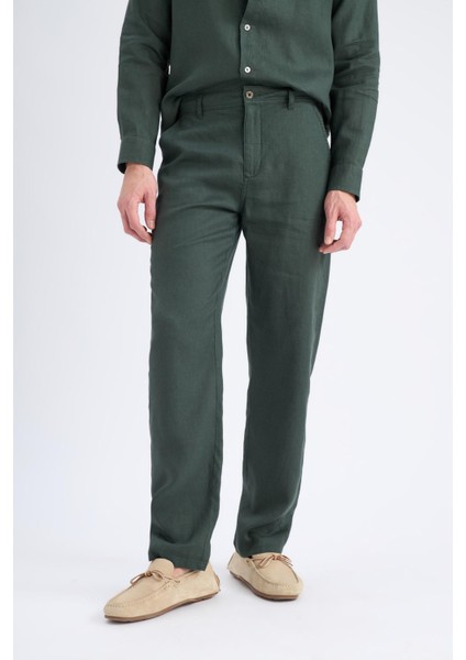 %100 Keten Relax Fit Rahat Kesim Düz Paça Yazlık Pantolon C1117AX25SP fırsatları