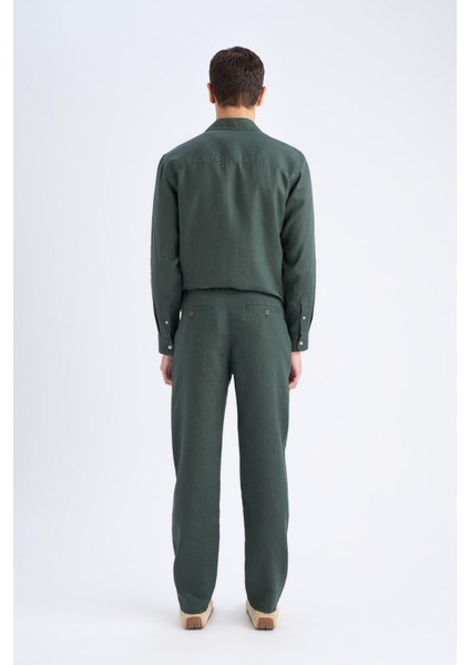 %100 Keten Relax Fit Rahat Kesim Düz Paça Yazlık Pantolon C1117AX25SP