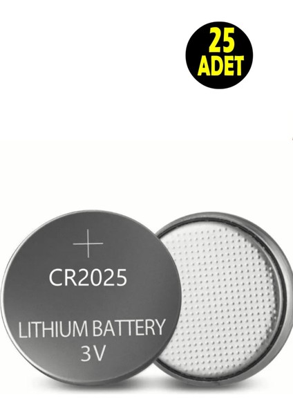 25 Adet 3 Volt CR2025 Lityum Para Pil (DL2025 Cr 2025 Bios-Kepenk-Kumanda Terazi Düğme Lithum Pili)