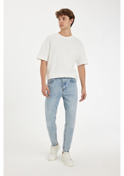 %100 Pamuk 90's Slim Fit Dar Kalıp Yüksel Bel Dar Paça Jean Pantolon B5784AX24AU