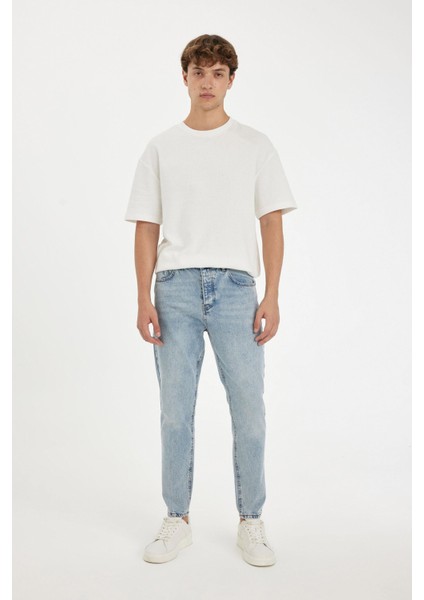 %100 Pamuk 90's Slim Fit Dar Kalıp Yüksel Bel Dar Paça Jean Pantolon B5784AX24AU modelleri