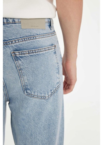 %100 Pamuk 90's Slim Fit Dar Kalıp Yüksel Bel Dar Paça Jean Pantolon B5784AX24AU