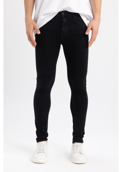 Super Skinny Fit En Dar Kalıp Normal Bel Ekstra Dar Paça Siyah Jean Pantolon R8752AZ24SP indirimleri