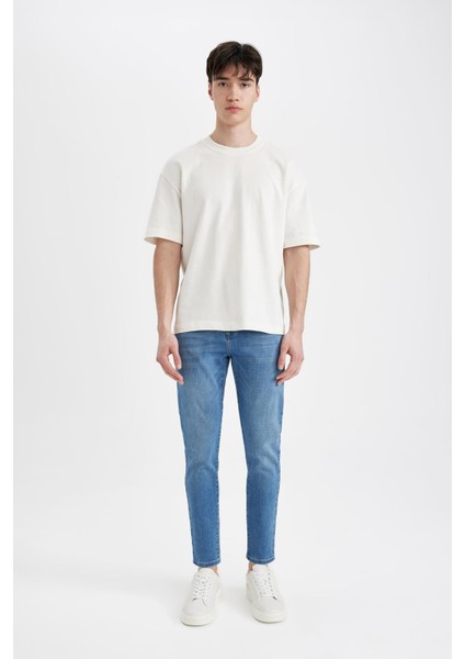 Skinny Crop Fit Dar Rahat Kalıp Normal Bel Ekstra Dar Paça Jean Pantolon C9744AX24SP modelleri