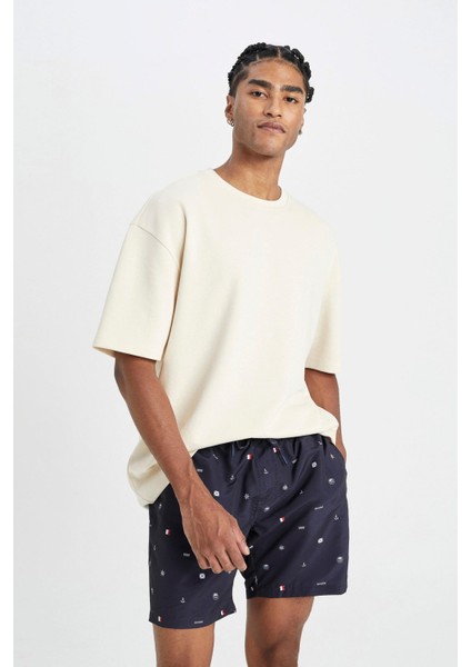 Regular Fit Desenli File Astarlı Kısa Boy Deniz Şortu M8328AZ24HS fiyatları