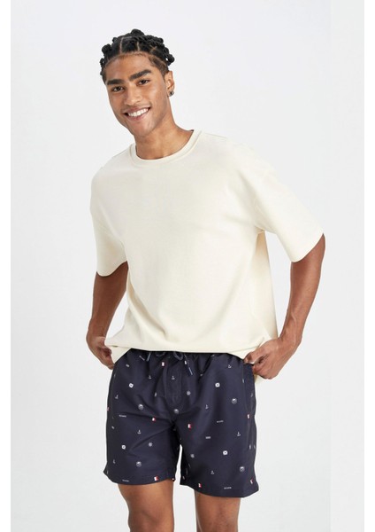 Regular Fit Desenli File Astarlı Kısa Boy Deniz Şortu M8328AZ24HS fırsatları