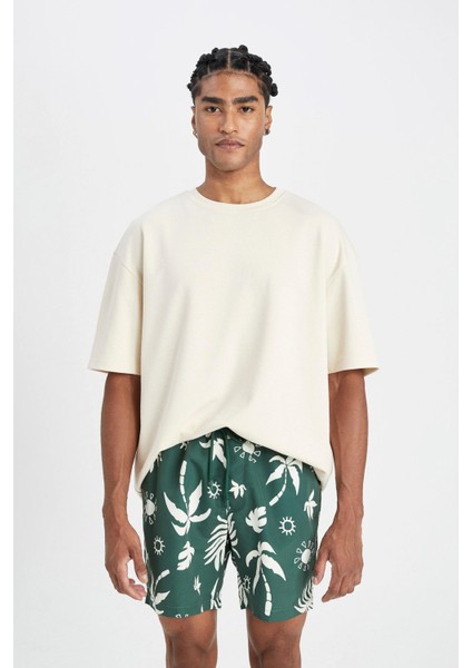 Regular Fit Desenli File Astarlı Kısa Boy Deniz Şortu D4517AX24HS fiyatları