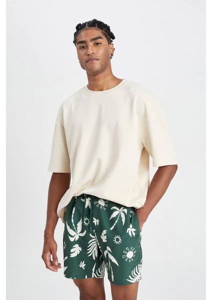 Regular Fit Desenli File Astarlı Kısa Boy Deniz Şortu D4517AX24HS fırsatları