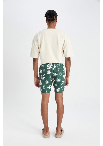 Regular Fit Desenli File Astarlı Kısa Boy Deniz Şortu D4517AX24HS