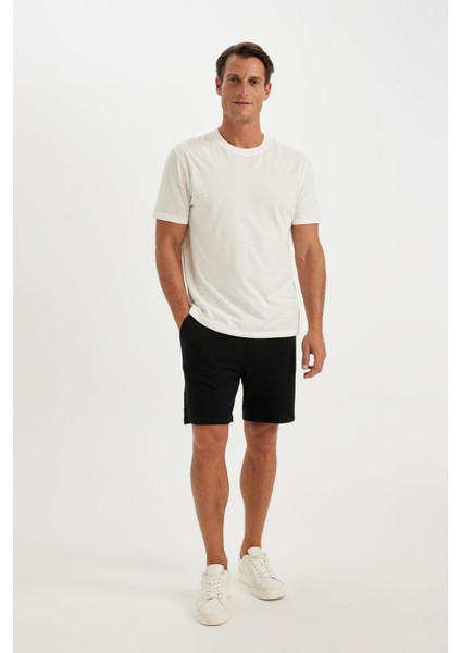 Regular Fit Cepli Jakarlı Basic Düz Şort D5107AX24SM