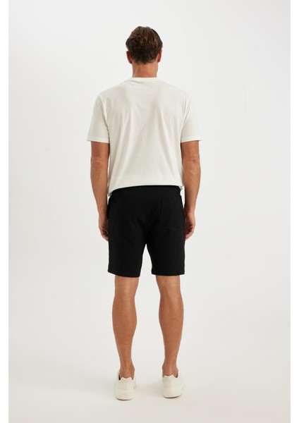 Regular Fit Cepli Jakarlı Basic Düz Şort D5107AX24SM