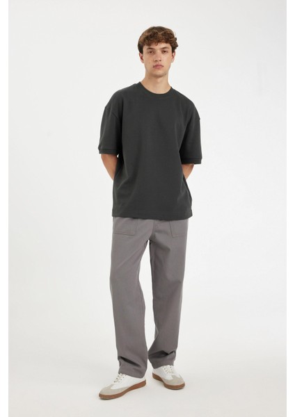 %100 Pamuk Yazlık Jogger Pantolon Wide Leg Bol Rahat Kesim Paraşüt Beli Bağcıklı Geniş Bol Paça C9159AX24AU fiyatları