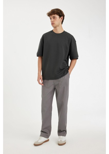 %100 Pamuk Yazlık Jogger Pantolon Wide Leg Bol Rahat Kesim Paraşüt Beli Bağcıklı Geniş Bol Paça C9159AX24AU modelleri