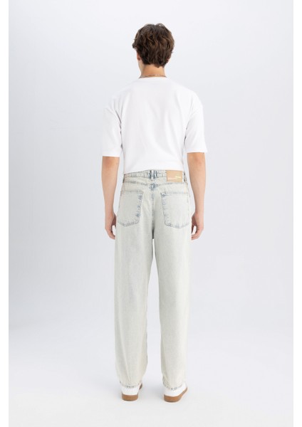 %100 Pamuk Baggy Fit Geniş Kalıp Normal Bel Geniş Paça Jean Pantolon D6468AX24AU