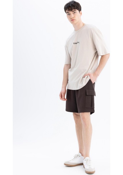 Regular Fit Kargo Cepli Basic Düz Bermuda Şort D0476AX24SM