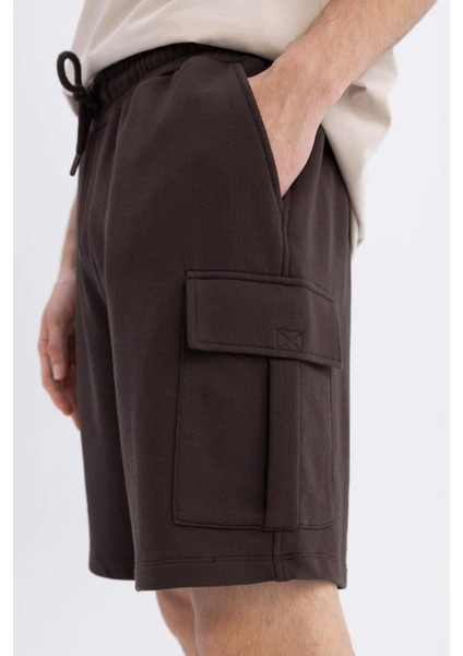 Regular Fit Kargo Cepli Basic Düz Bermuda Şort D0476AX24SM