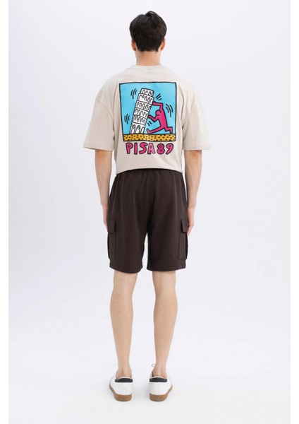 Regular Fit Kargo Cepli Basic Düz Bermuda Şort D0476AX24SM