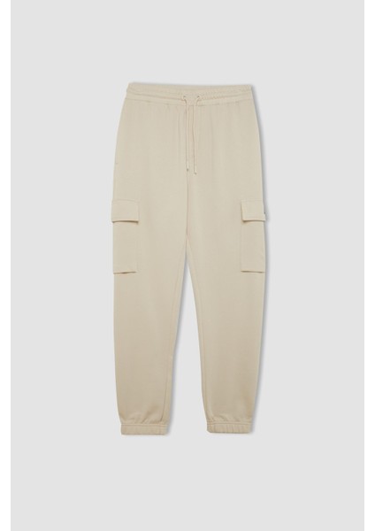 Regular Fit Jogger Eşofman Altı Basic Düz Kargo Cepli Lastikli Paça D5252AX25SP