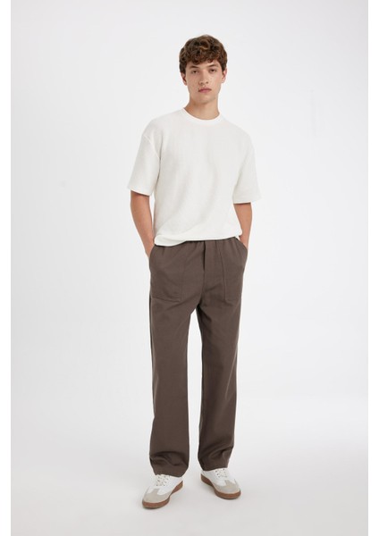 %100 Pamuk Yazlık Jogger Pantolon Wide Leg Bol Rahat Kesim Paraşüt Beli Bağcıklı Geniş Bol Paça C9159AX24AU fiyatları