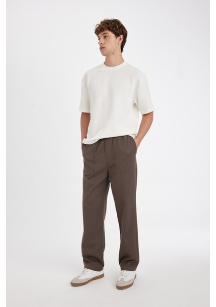 %100 Pamuk Yazlık Jogger Pantolon Wide Leg Bol Rahat Kesim Paraşüt Beli Bağcıklı Geniş Bol Paça C9159AX24AU fırsatları