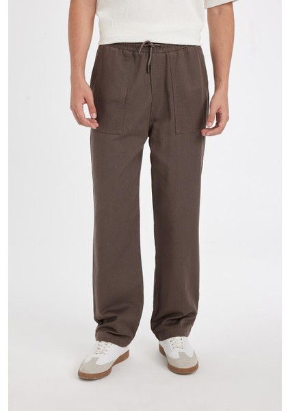 %100 Pamuk Yazlık Jogger Pantolon Wide Leg Bol Rahat Kesim Paraşüt Beli Bağcıklı Geniş Bol Paça C9159AX24AU indirimleri