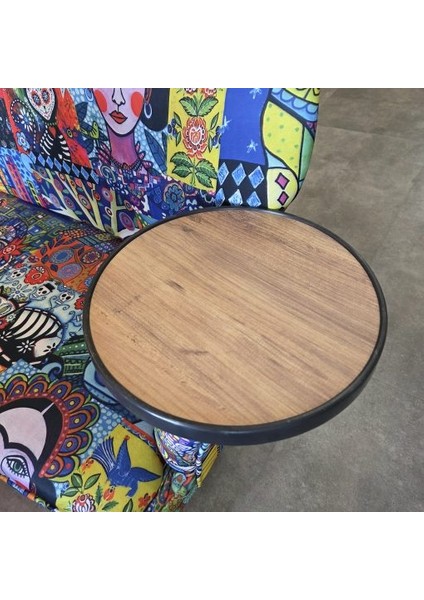Koltuk Yanı Sehpa Oval Yuvarlak Yan Sehpa 5096