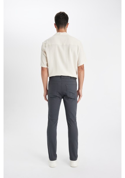 Pantolon Slim Fit Dar Kesim Cepli Dar Paça C9436AX24AU