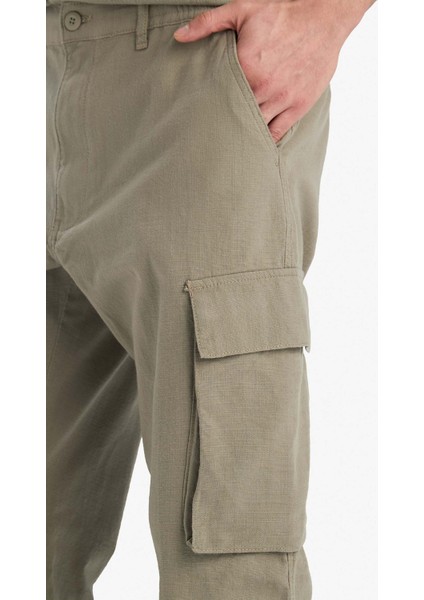 %100 Pamuk Wide Leg Bol Rahat Kesim Kargo Cepli Keten Görünümlü Yazlık Pantolon B9407AX25SP fırsatları