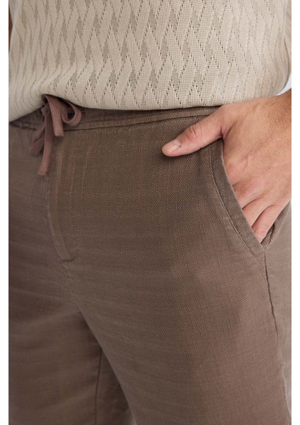 %100 Pamuk Yazlık Jogger Pantolon Regular Fit Normal Kesim Keten Görünümlü Düz Paça Cepli B4138AX25SP indirimleri